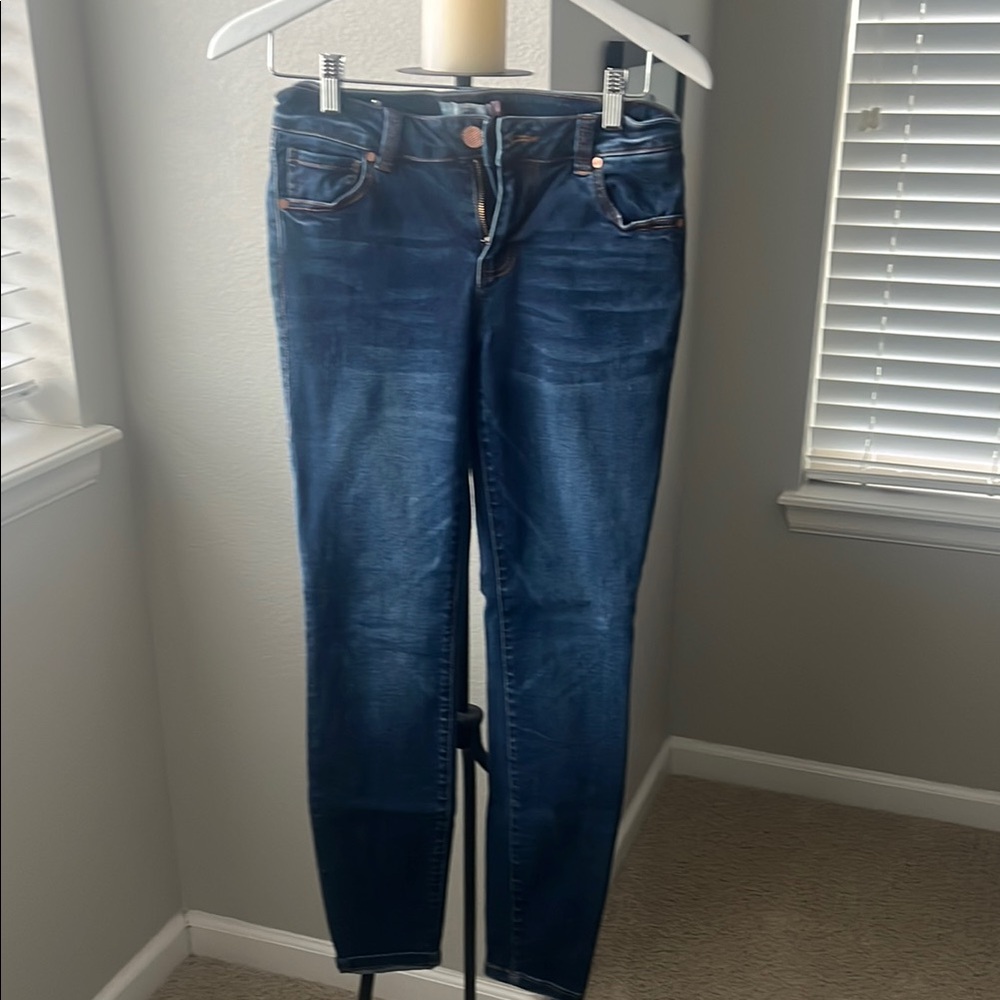 CAbi Blue Skinny Jeans with Stretch and Tapered Leg